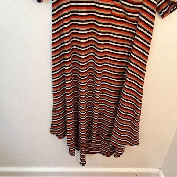 LuLaRoe Carly Dress Ribbed Orange Brown Stripes - Picture 4 of 10